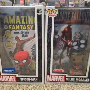 Marvel Funko Pops Spiderman and Miles Morales